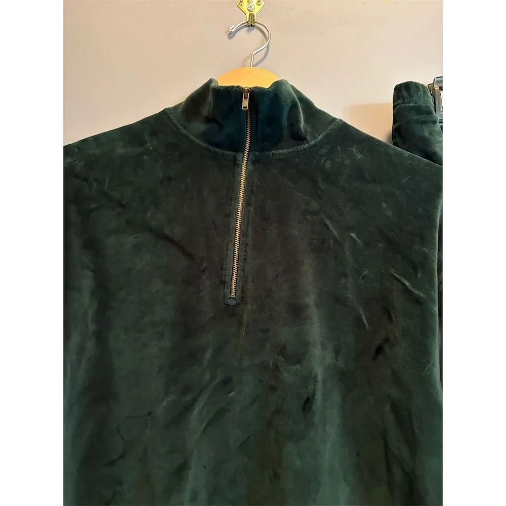 Jones Wear Women's 2 Piece Green Velour Set M Casual Long Sleeve - Picture 2 of 10